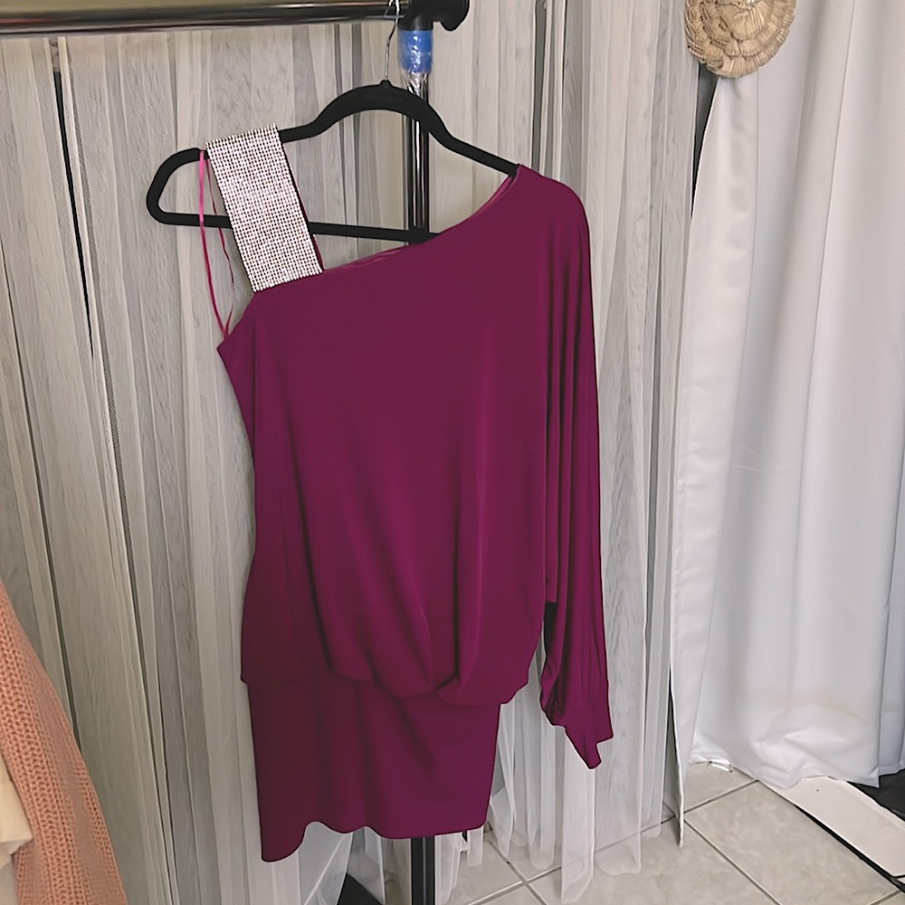 La Coquette Purple Cocktail Rhinestone Dress